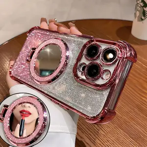 Special HP Case for iPhone， Clear HD Frameless HP Case with Stand and glitter card Protector Shockproof iphone 15 pro max case iphone 13 case screen protector