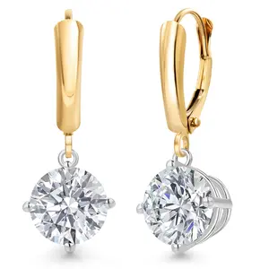 Gem Stone King 5.00 Cttw IGI Certified Lab Grown Diamond in 14K Two-Tone Gold Earrings for Women | Round | D-E Color | VS1-VS2 Clarity