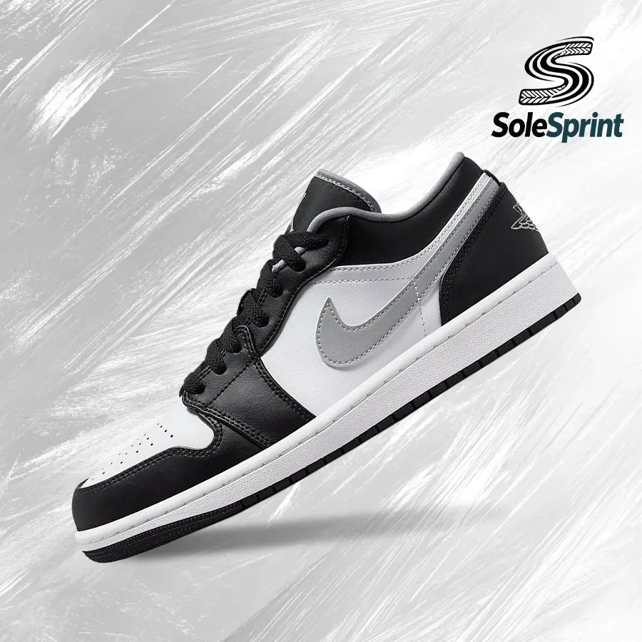 NIKE Air Jordan 1 Low Men's Sneakers in Black White Grey, Vintage Style Casual Trainers with Shock-Absorbing Comfort for Streetwear & Gym 553558-040, Running, Sneakers Shoes, Sporty Casual Shoes, Men's Shoes