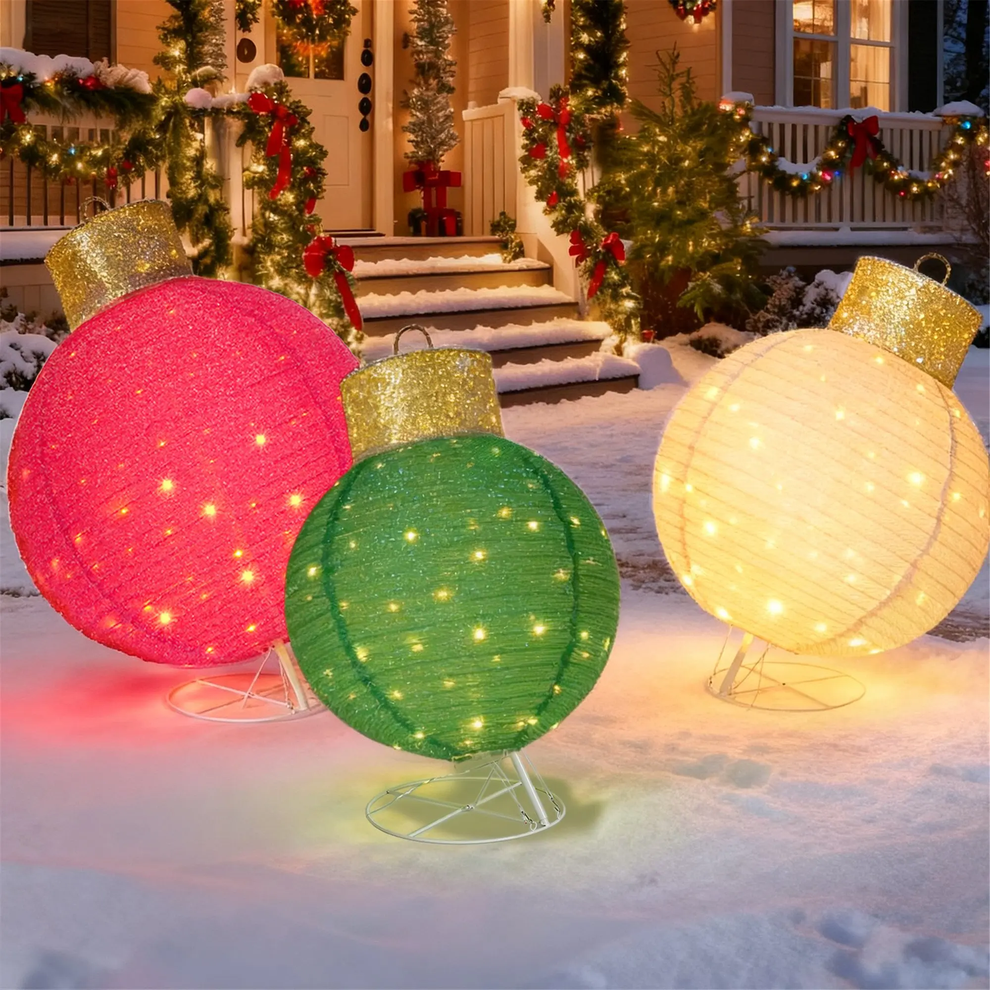 FOOWIN 3pcs Magical Steel Pop-Up Outdoor Christmas Lantern Set, 270-LED Holiday Yard & Home Festive Decorations (Home & Festive Party Supplies)