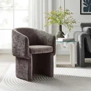 Verity Chenille Dining Armchair in Chocolate Brown
