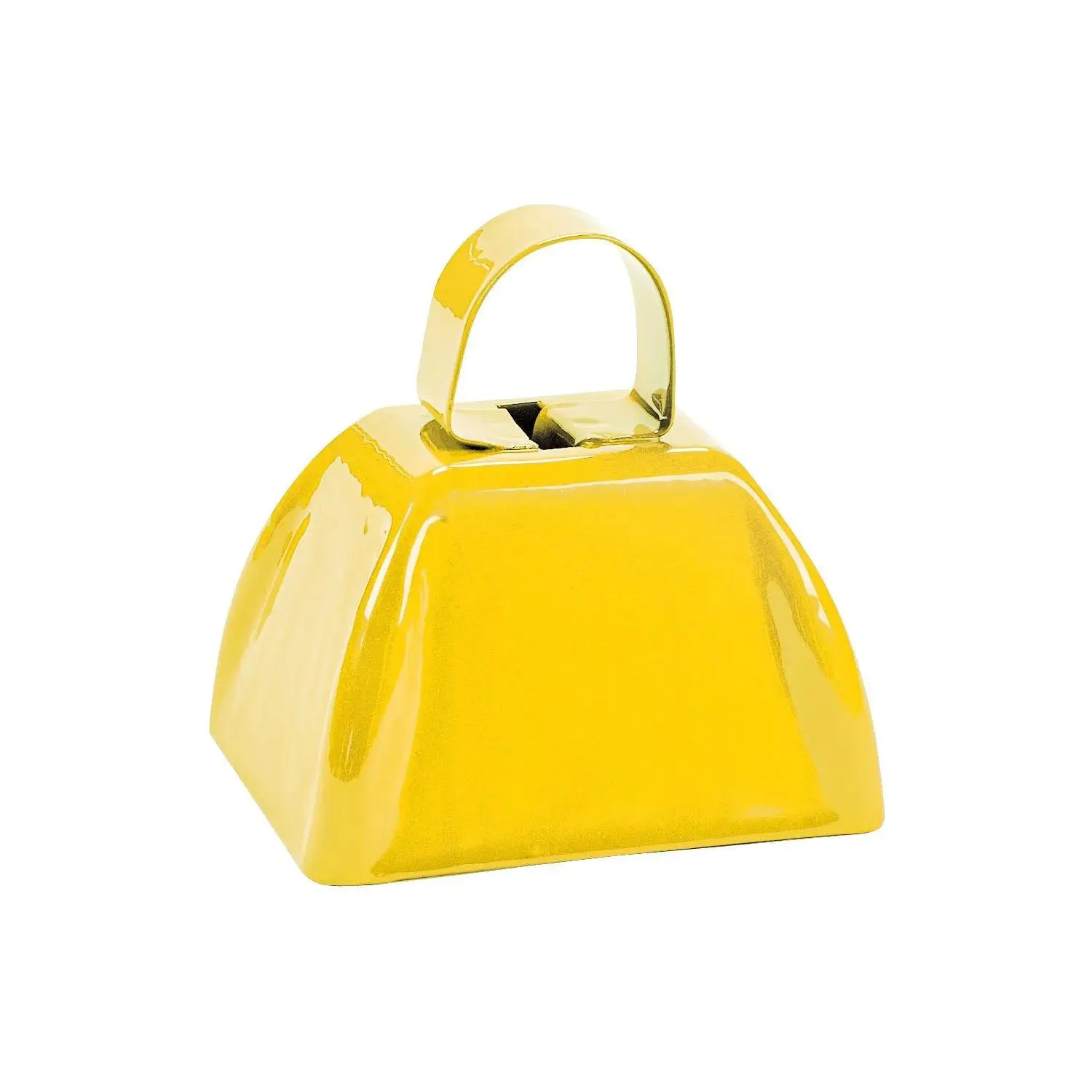 Portable Compact 3" Bright Yellow Metal Cowbells - 12 Pc. Percussion Instruments for Football Games, Birthdays, Festive Noise