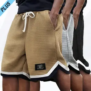 Men's Plus Size Waffle Knit Shorts (3 Pack) - Elastic Waistband, Stretchable, Breathable Soft Fabric, Plain Solid Color Menswear, Stylish Casual Summer Outfits