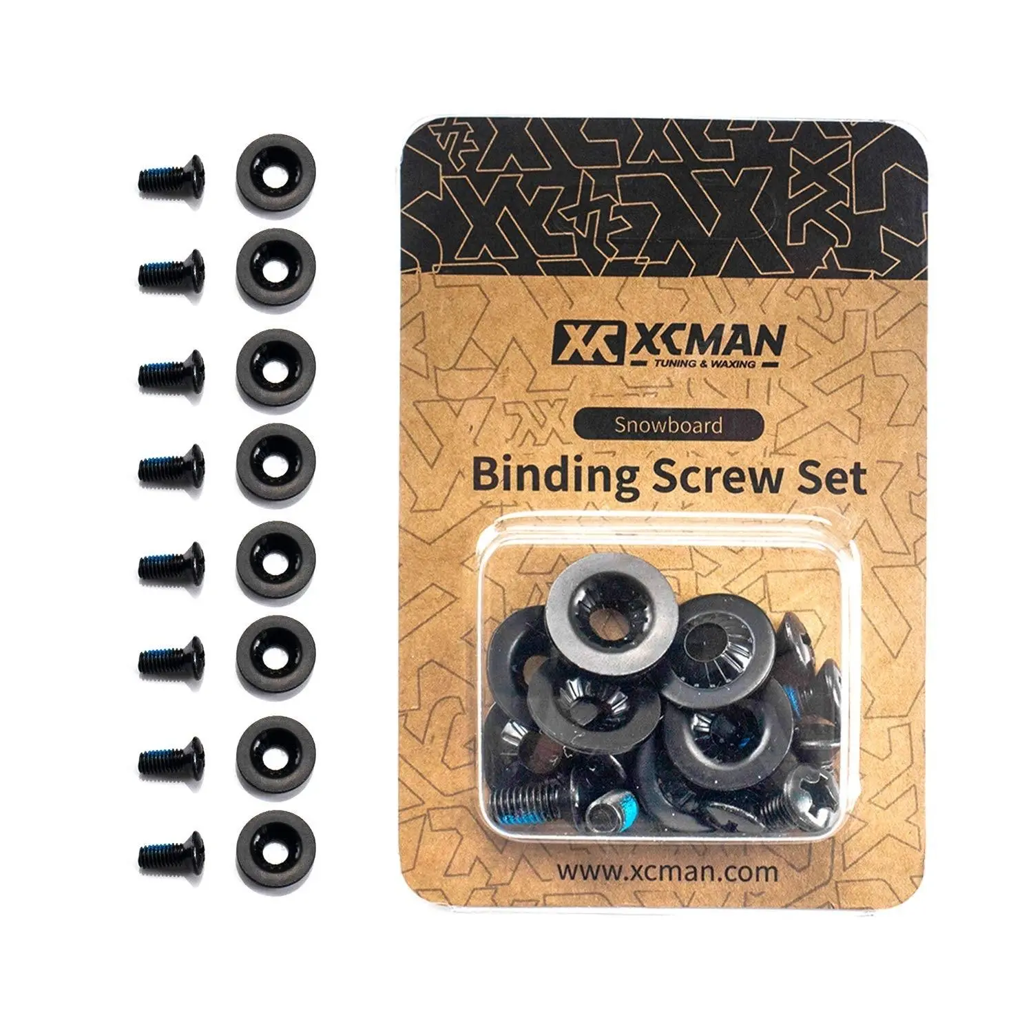 Snowboard Binding Screw Set, Rust Resistant Zinc-Coated Steel Replacement Hardware, M6x16mm Standard Size, Universal Fit for Adult Ride & Burton Bindings (8 Pack)