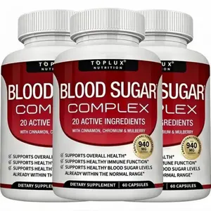 3 Bottles of Toplux Nutrition Blood Sugar Complex 20 Vitamins &Minerals for Effective Glucose Management andOverall Health Support natural Healthcare Fitness Edible blood sugar complex supplement | healthy blood sugar
