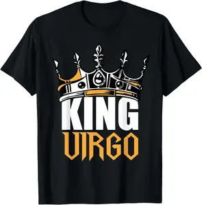Virgo Birthday Gifts - King Virgo Zodiac T-Shirt Pure Cotton Graphic Tees Menswear Top: Gifts for Men & Women
