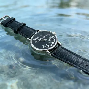 Casual Style Black and White Two-Tone Genuine Leather Strap Quartz Watch