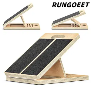 Inclined board for calf stretching, leg workout, squat and physical therapy, Pilates shaping machine, adjustable portable wooden lower leg incline board stretcher, 300-pound load capacity calf stretching wedge pad ankle mobility