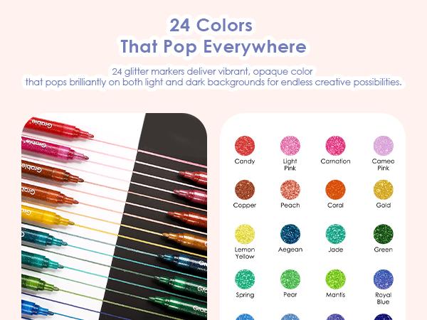 [Flash Sale] Grabie Iridescent Glitter Acrylic Paint Marker Set Of 24 acrylic pen, Art Drawing, HolidayHaul