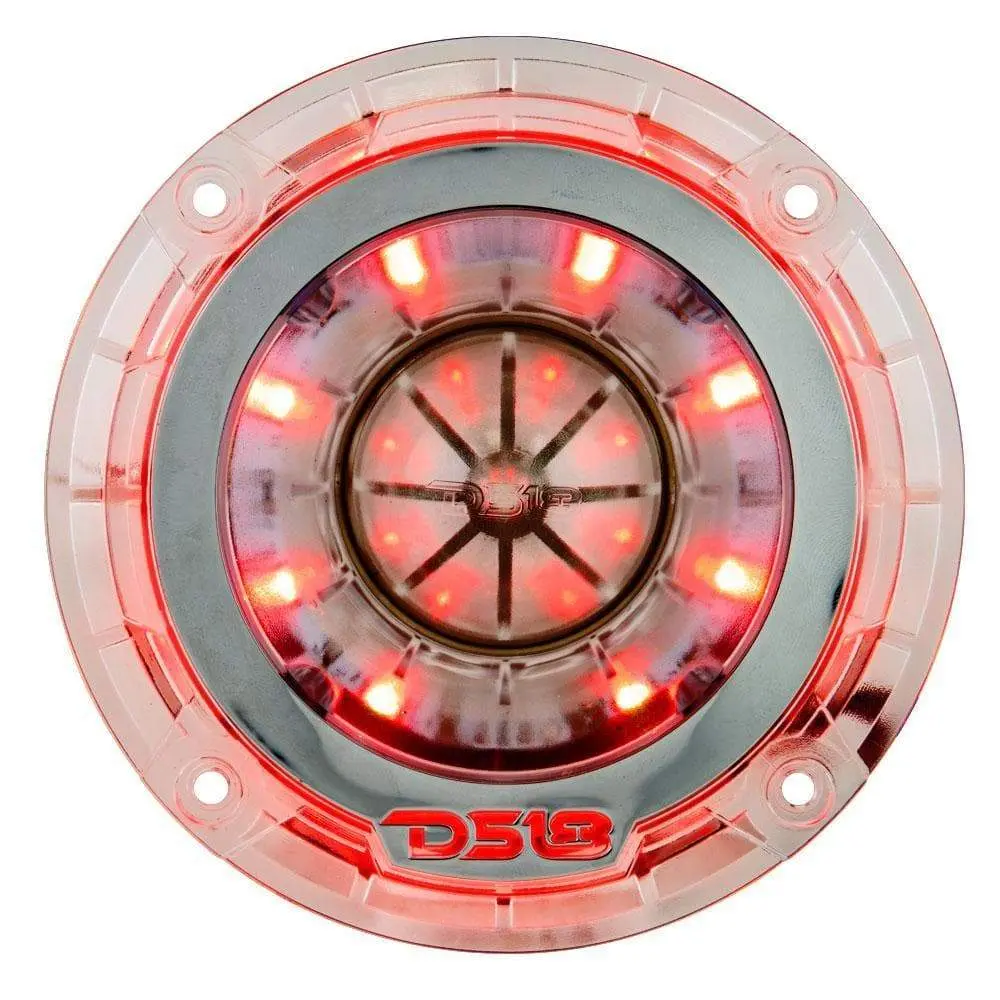 DS18 DS-PRO-TW4L Pro Transparent Titanium Diaphragm 1.75 in VC Super Bullet Tweeter - 560W, 4-Ohm, with RGB LEDs for High-Power Automotive & Motorcycle Audio Systems