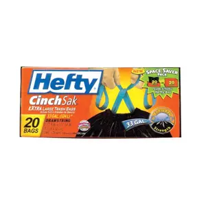 212 MAIN Hefty CinchSak Drawstring Trash Bags, 33-gal Capacity, 20-Count per Pack, 6-Pack Total, 33-Gallon