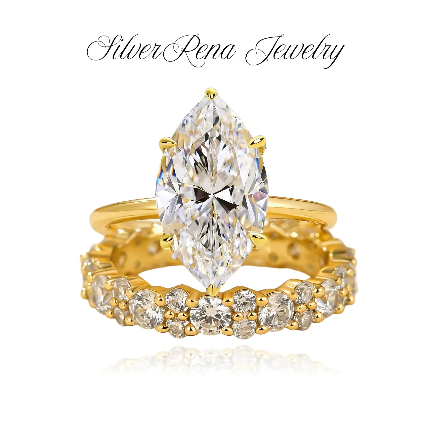 S925 Classic 3.0CT Marquise Cut Engagement Ring Set, Elegant Sterling Silver and 18K Gold Plated Jewelry for Women, Wedding Ring Set for Proposals, 5A CZ Anniversaries & Birthdays