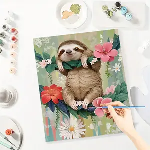 Tree Sloth Paint By Number Kits for Adults Beginners, Easy Acrylic Simple Paint By Number Kits, DlY Watercolor Paint By Numbers Kits on Canvas Without Frame for Home Wall Decor Home Decoration 16x20inch