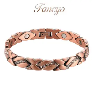 Fancyo Copper Bracelet for Woman, Magnetic Copper Bracelets with Premium Fold-Over Clasp Included Adjustable Tool