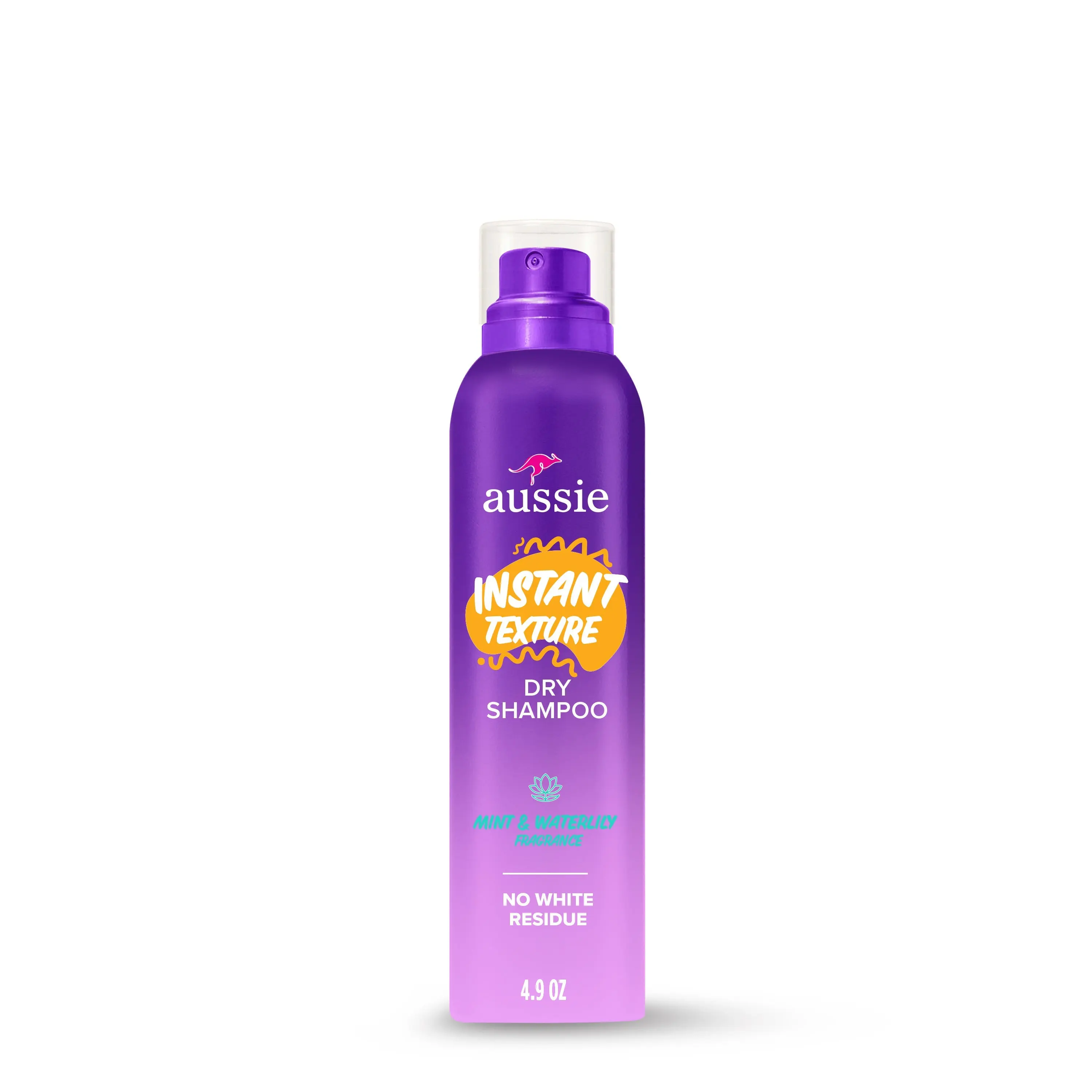 Aussie Instant Texture Dry Shampoo, Clean Texture, Talc-Free, Butane-Free, for Straight, Wavy and Curly Hair, 4.9oz