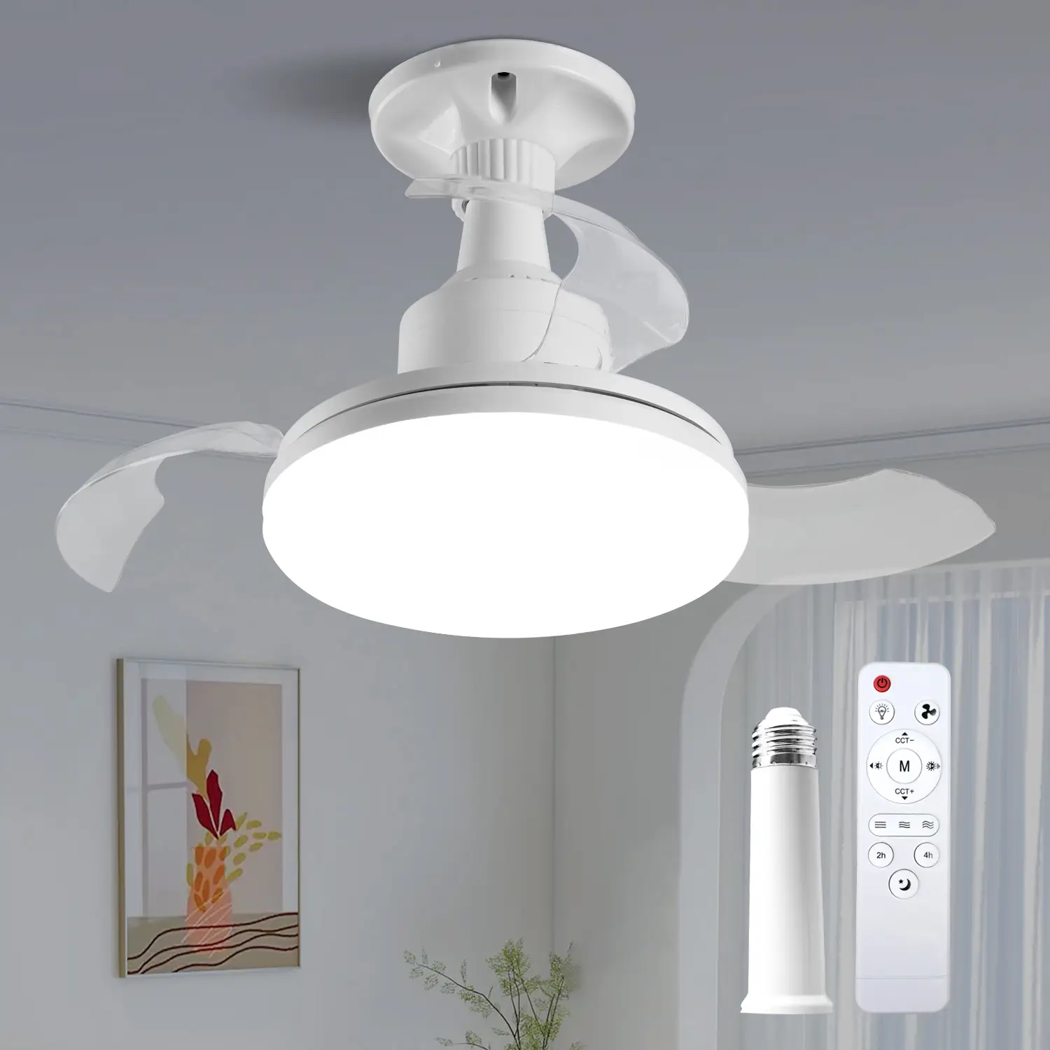 【Sale】BaySquirrel Retractable Socket Fans with Lights, 16 Inch LED Lighting, 3 Fan Speeds, Modern Fan for Dining Room Dealsforyoudays wall lights