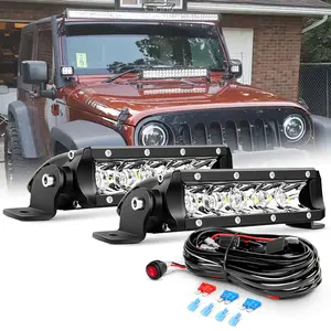 Nilight Dual Pack 7-in 30W Super Slim Single Row Spot LED Light Bars, Off-Road Compatible LED Car Lights with Wiring Harness