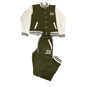 Team Elite Casual Cotton Long Sleeve Jacket Pants Varsity Suits Sets