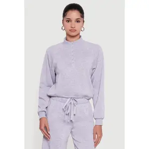 Almost Famous Drawstring Hem Cropped Raglan Sweatshirt