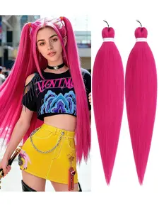 Hot Pre-Stretched Braiding Soft Yaki Hair, K-Pop Style Synthetic Crochet Braid Extensions, Synthetic Hairpieces, Perfect for Cosplay & Festivals