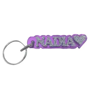Personalized Custom Name Keychain with Background Color – Laser Engraved Acrylic Bag Tag, Backpack Name Charm, Custom Luggage ID, Key Ring Gift for Kids, Teens, Women, Men