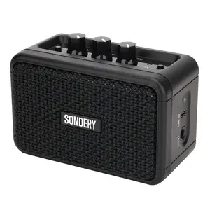 Sondery Mini Guitar Amp for Electric Guitars 5W Two Speakers Rechargeable Portable Pratice Small Amplifier with Overdrive/Clean Effects and Bluetooth