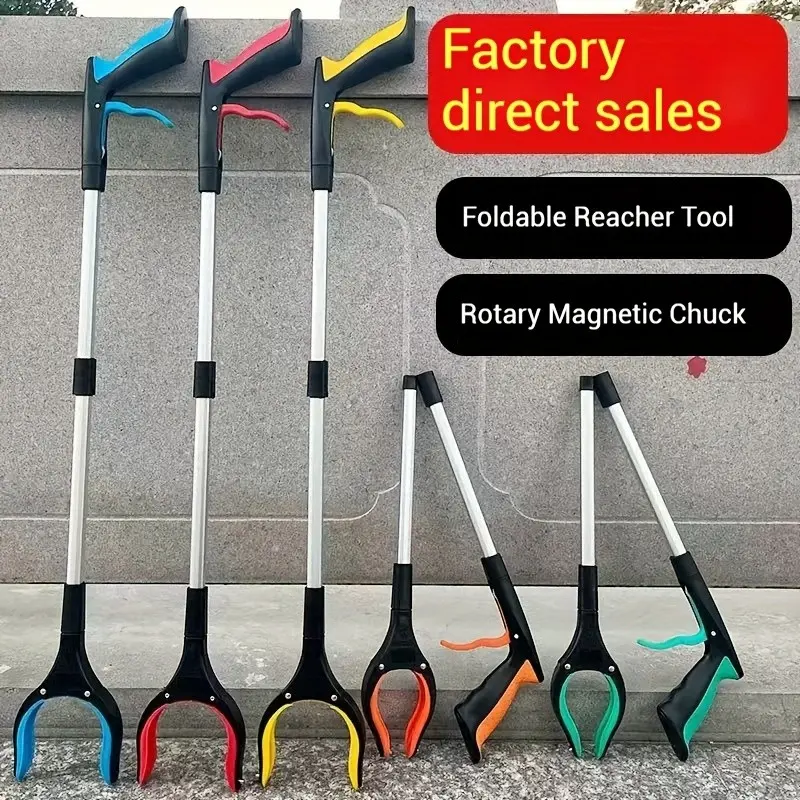360° Rotating Trash Picker, Professional Extendable Clamp, Foldable Portable Magnetic Grab Tool, Durable Claw, Ideal for Seniors, Home, No Battery Needed