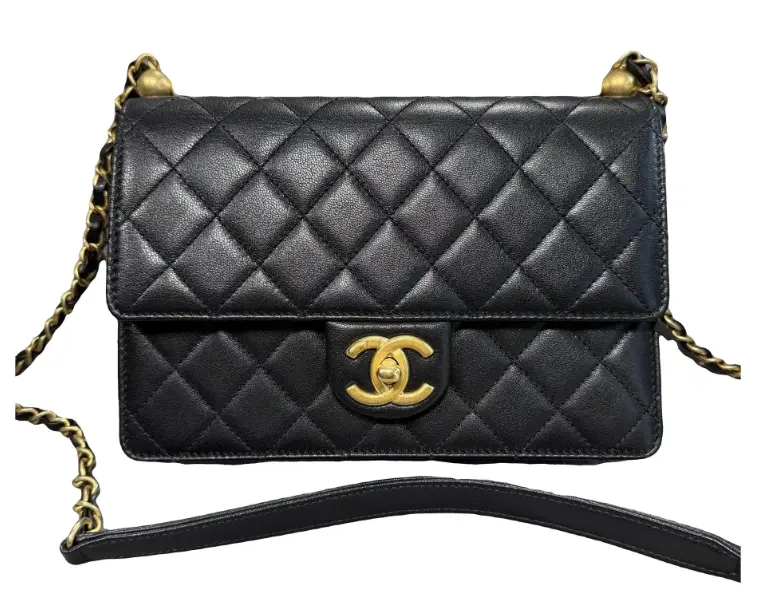 Pre-owned CHANEL Lambskin Shoulder Bags deposit link rest Quilted Crossing Times Flap Black 4000033543341