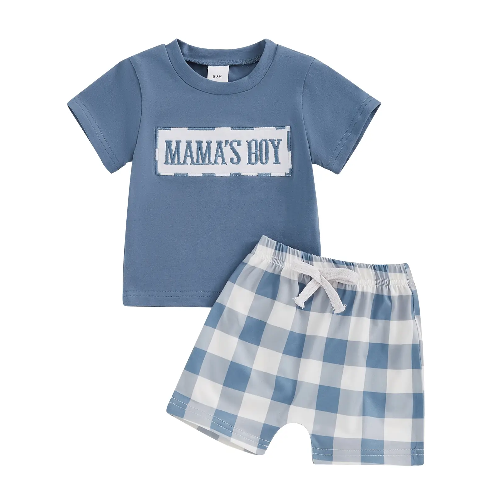 Toddler Baby Boy Summer Clothes Mamas Boy Daddys Buddy Matching Outfit Short Sleeve Embroidery T-shirt Tops Elastic Waist Plaid Shorts #Springtok