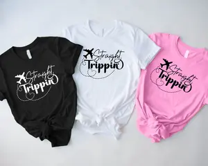 Straight Trippin T-shirts, Vacation Matching Shirt, Girls Travelling Tee, Road Trip T-shirt, Airplane Adventure Shirt, Girls Weekend Tee, Holiday Trip T-shirt