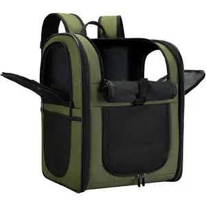 Apollo Walker Dog  Cat Carrier Backpack for 418lb Pets  Ventilated Safe Design with Padded Back Support, Breathable Mesh Pet Backpack for Hiking, Travel, Outdoor (Green)