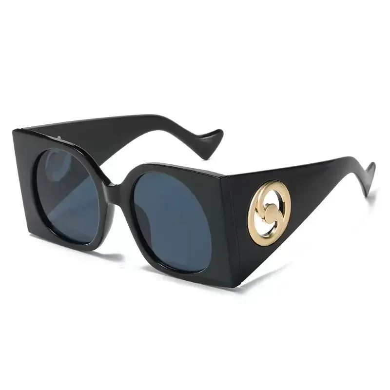 Women’s Oversized Cat Eye Sunglasses - Black Square Frame, UV400 Sun Protection, Casual Glasses, Trendy Styling, Luxury Look, Silicone Alloy, Fashion Designer Eyewear for Women, Trendy Styling Sunglasses