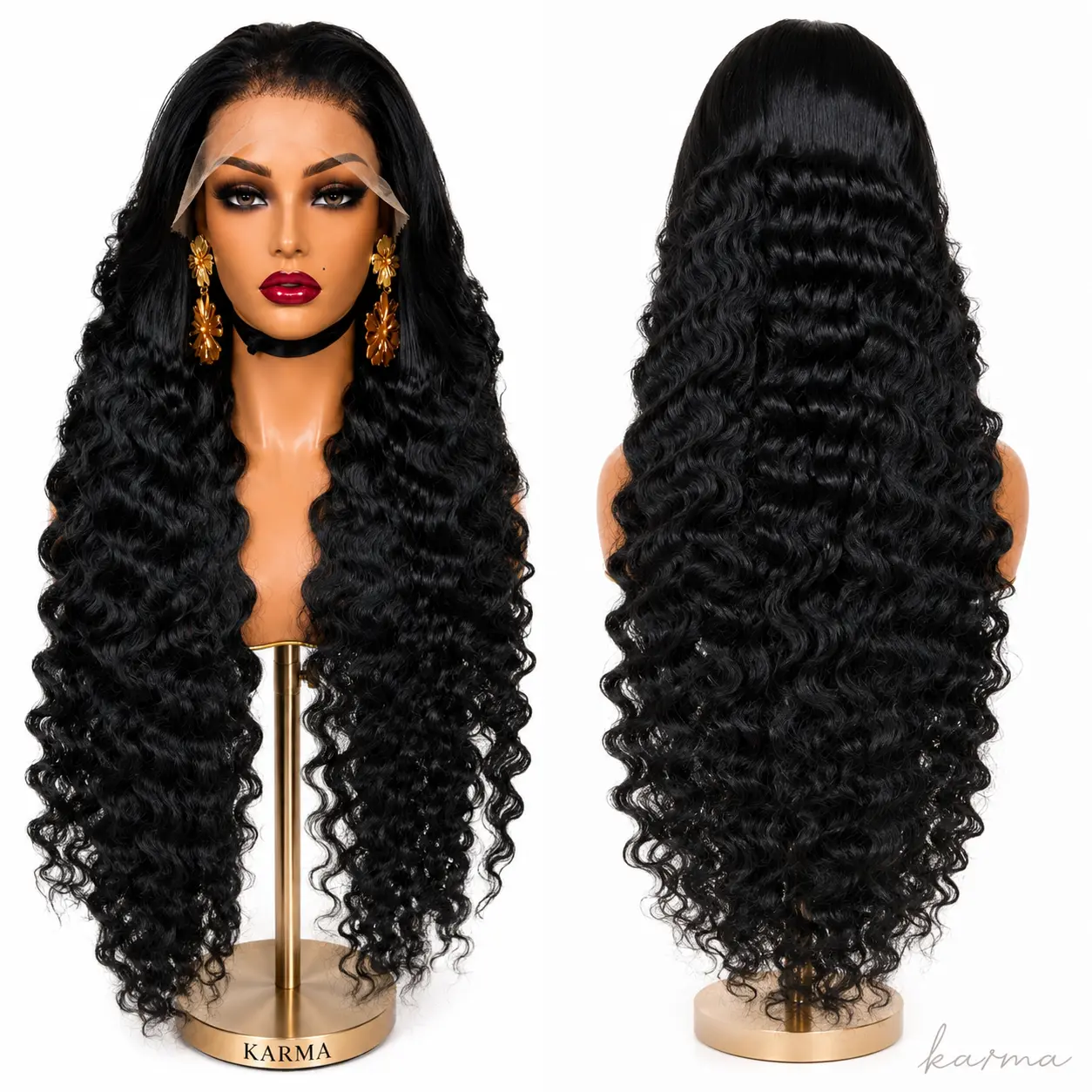Cover My Shame - 32" Deep Wave Synthetic Wigs Long Egg Curl Loose Wave Luxury Heat Resistant Fiber Synthetic Lace Wigs Women