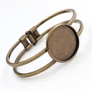 25mm Bronze Plated Bangle Base Bracelet Blank Findings Tray Bezel Setting Cabochon Cameo  (L6-06)