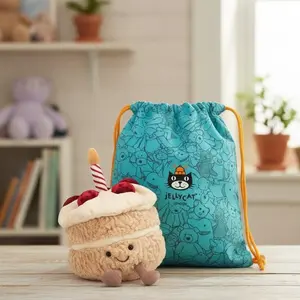 Viral Jellycat Amuseable Birthday Cake Plushie Set with Blue Dust Bag | Luxury Cute Smiley Cake Soft Toy Emotional Support Best Birthday Gift for Bestie