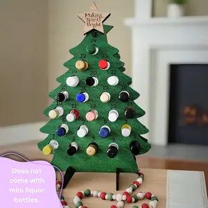 Personalizable Adult Advent Christmas Calendar for Mini Liquor Bottles - 1/4 Inch Red Oak Veneer Plywood - DIY Friendly - Not Includes Alcohol or Bottles - Box