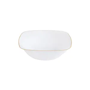 White and Gold 6 oz. Plastic Dessert Bowls 10 Pack - Organic