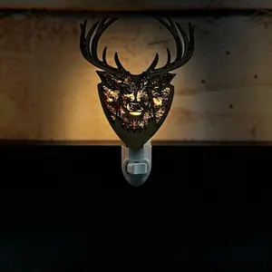 Elk Night Light Cover with Intricate Antler Design and Warm Glow for Cozy Ambiance