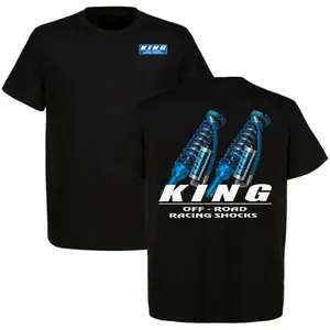 King Shocks Off-Road Racing T-Shirt Blue Shock Absorber Graphic Tee Full Colour Car Lover Shirt Unisex Cotton Casual Top Fall Outfits Men Gifts