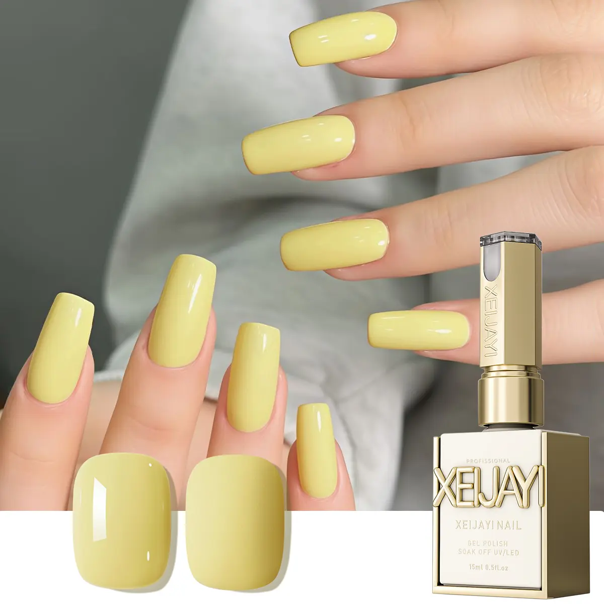 1PC 15ML M119 Macaron Yellow Gel Polish Alcohol Free/LED Soak-Off Nail Gel, Long-Lasting Salon-Quality Nail Polish For Women, Spring Summer Nail Art Colors, Nail Polish Gel