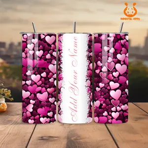 Personalized Hearts Tumbler 20oz - Customizable Design with Unique Name and Color Options