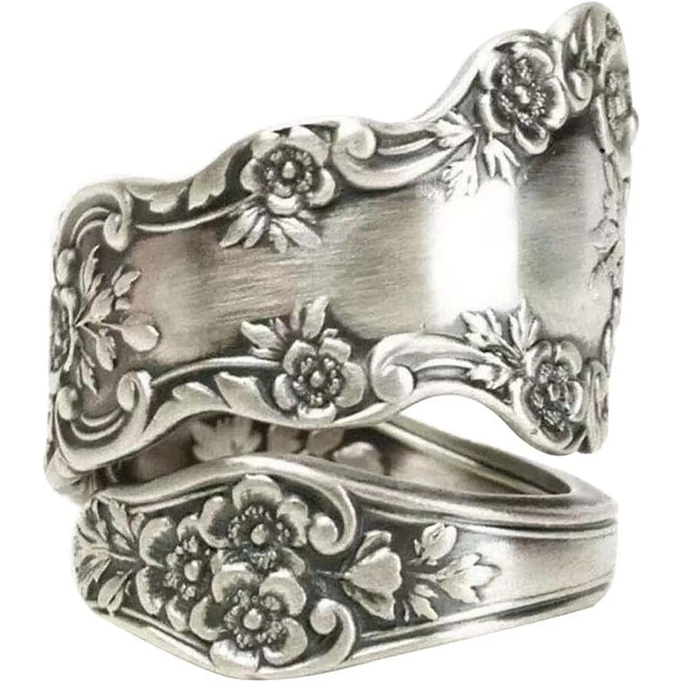 925 Sterling Silver Oxidized Spoon Ring - Adjustable Fitted, Vintage, Unique, Handmade, Articulated Metal Ring Jewelry Gift for Women, Vintage Rings, Unique Rings