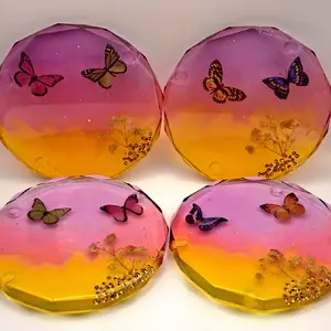 Handmade Coasters with Colorful Butterfly Design and Unique Patterns