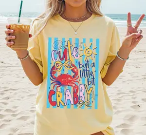 Cute But Crabby Shirt Comfort Colors, Trendy Women's Tshirt, Funny Coastal Graphic Tee, Cute Summer Beach Vacation Outfit, Retro Casual Apparel Gift