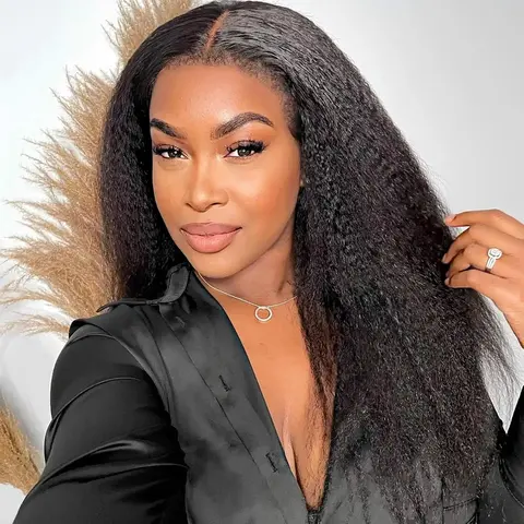 [NEW IN] Women's Thick 100% Human Hair Brazilian Straight Wig - 360 Lace Front, 13x6 HD Lace Frontal Kinky Straight, Glueless Pre-Plucked Remy, 3-in-1 Fast Install Drawstring Half Wig, Bleached Knot