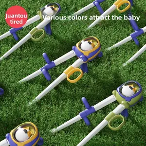 Children's training chopsticks with thumb rest, available in two stages: Stage 1 for ages 2-3-4-6 years, and Stage 2 for learning and practicing, suitable for toddlers and infants. Aids in learning to use chopsticks