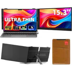 AOKER 15.3” Laptop Screen Extender, FHD IPS 100% sRGB Portable Travel Monitor for Laptop (15”-17.3” Screen), 16:10 Plug & Play External Screen, Second Extra Attachment Display for Windows Mac