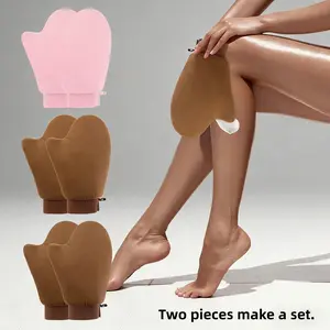 2 PCS Reusable Tanning Lotion Applicator Mitt for Face Body, Washable Self Tanning Gloves, Multi Use Skincare Tools for Lotion Oil Sunscreen