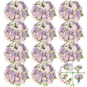 12 Bundles Peonies Artificial Flowers Artificial Peonies Flowers Faux Peony Flowers Fake Peony Hydrangea Bouquet for Wedding Table Centerpiece Floral Vase Decor, Light Purple