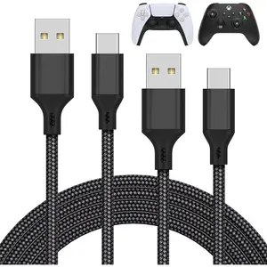 Charger   for PS5/PS5 Pro Controller,for  Series X/S,for   2 Pack 10FT Replacement USB C Cord Nylon Braided Type-C Ports for  5  & Protector Sets